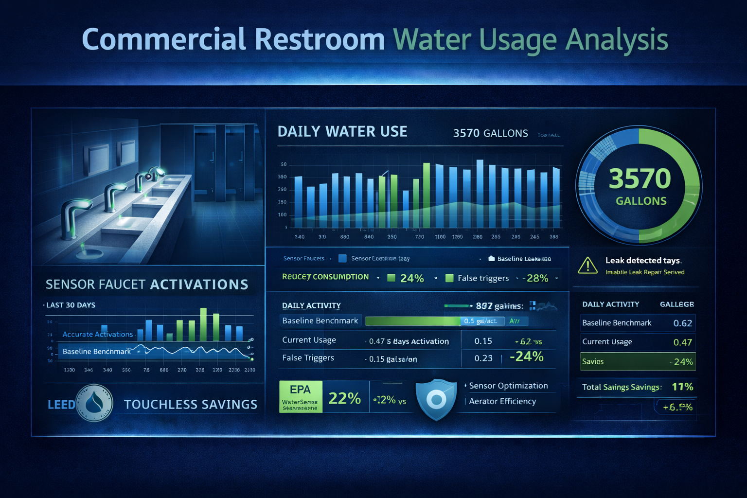 Commercial restroom water usage analysis